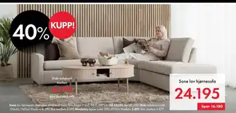 Fagmøbler Sone lav hjørnesofa tilbud