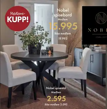Fagmøbler Nobel spisebord tilbud