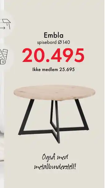 Fagmøbler Embla spisebord Ø140 tilbud