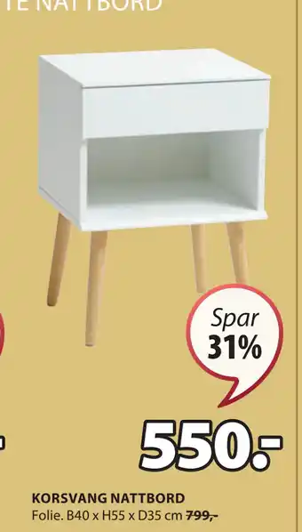JYSK KORSVANG NATTBORD tilbud