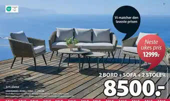 JYSK SANDBAKKE 2 BORD + SOFA + 2 STOLER tilbud