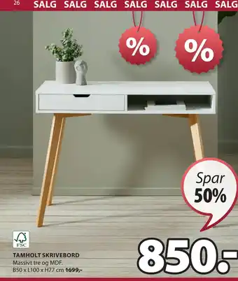 JYSK TAMHOLT SKRIVEBORD tilbud