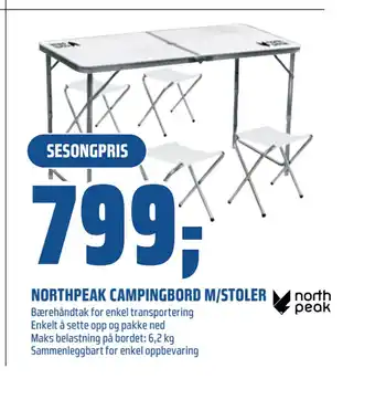 Coop Obs NORTHPEAK CAMPINGBORD M/STOLER tilbud