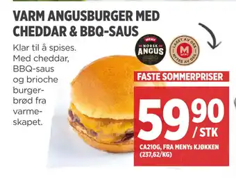 Meny VARM ANGUSBURGER MED CHEDDAR & BBQ-SAUS tilbud