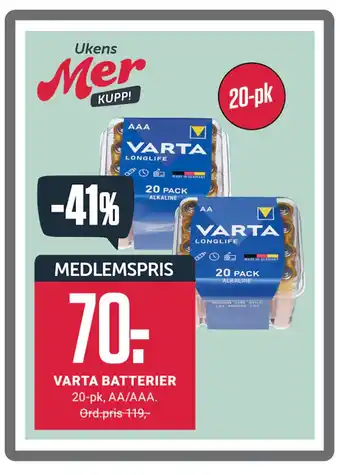 Europris VARTA BATTERIER tilbud