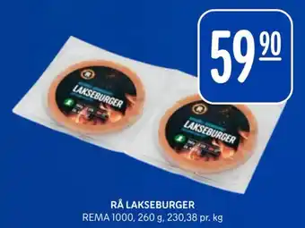 Rema 1000 RÅ LAKSEBURGER tilbud