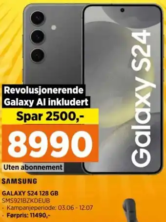 POWER SAMSUNG GALAXY S24 128 GB SMS921BZKDEUB tilbud
