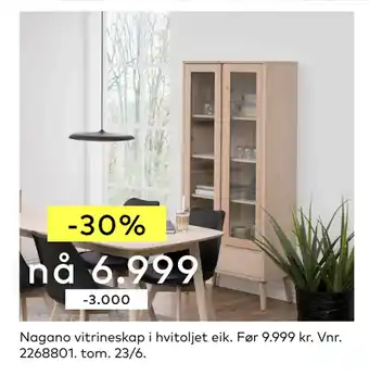 Skeidar Nagano vitrineskap tilbud