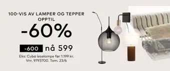 Skeidar Cuba leselampe tilbud