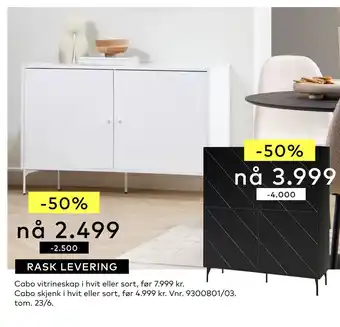 Skeidar Cabo vitrineskap tilbud