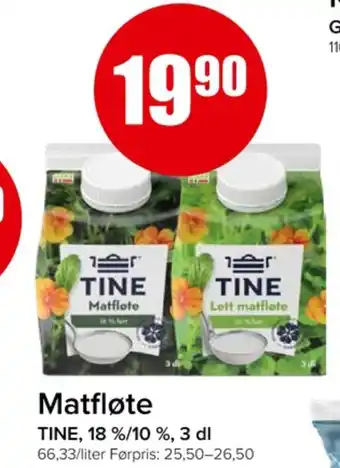 Eurospar Tine lett matfløte tilbud
