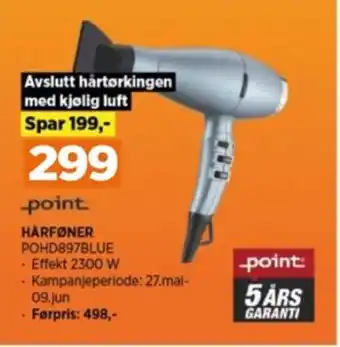 POWER HÅRFØNER POHD897BLUE tilbud