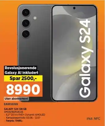 POWER SAMSUNG GALAXY S24 128 GB SMS921BZKDEUB tilbud
