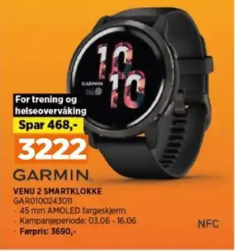 POWER VENU 2 SMARTKLOKKE tilbud