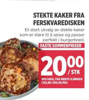 Meny STEKTE KAKER FRA FERSKVAREDISKEN tilbud