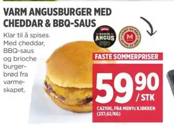 Meny VARM ANGUSBURGER MED CHEDDAR & BBQ-SAUS tilbud