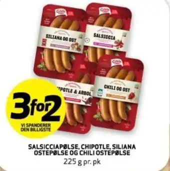 Bunnpris SALSICCIAPØLSE, CHIPOTLE, SILIANA OSTEPØLSE OG CHILI OSTEPØLSE tilbud