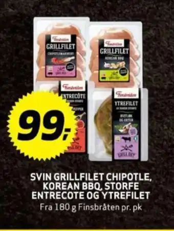 Bunnpris SVIN GRILLFILET CHIPOTLE, KOREAN BBQ, STORFE ENTRECOTE OG YTREFILET tilbud