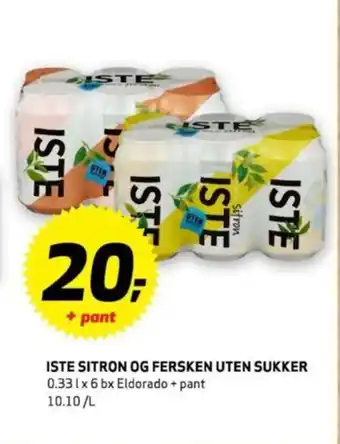 Bunnpris ISTE SITRON OG FERSKEN UTEN SUKKER tilbud