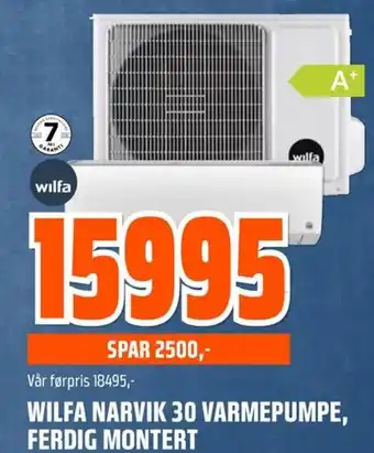 Obs Bygg WILFA NARVIK 30 VARMEPUMPE, FERDIG MONTERT tilbud