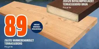 Obs Bygg 26X115 VARMEBEHANDLET TERRASSEBORD tilbud