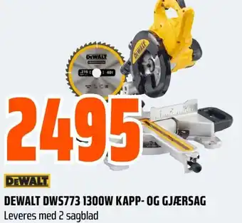 Obs Bygg DEWALT DWS773 1300W KAPP- OG GJÆRSAG tilbud