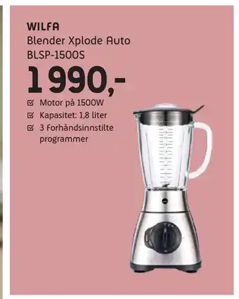ELON WILFA Blender Xplode Auto BLSP-1500S tilbud