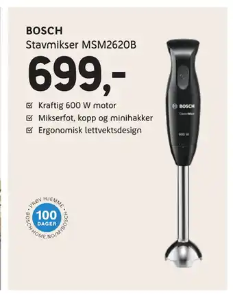 ELON BOSCH Stavmikser MSM2620B tilbud