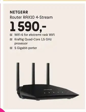 ELON NETGEAR Router RAX10 4-Stream tilbud