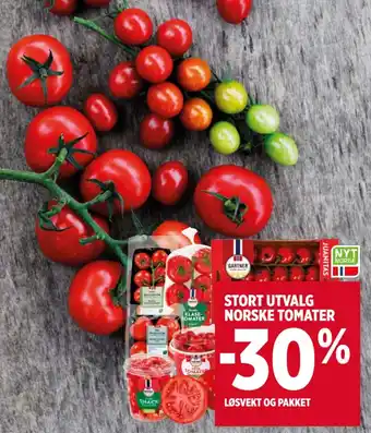 Meny STORT UTVALG NORSKE TOMATER tilbud