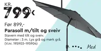 Parasoll m/tilt og sveiv