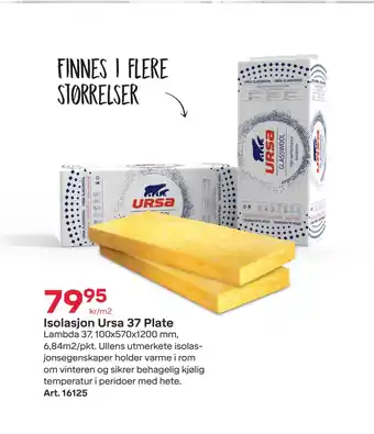 Byggmax Isolasjon Ursa 37 Plate tilbud