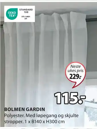 JYSK BOLMEN GARDIN tilbud