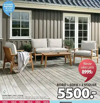 JYSK RYDDET BORD + SOFA + 2 STOLER tilbud