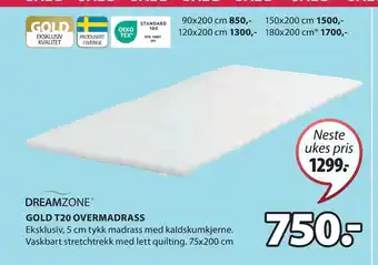 JYSK GOLD T20 OVERMADRASS tilbud