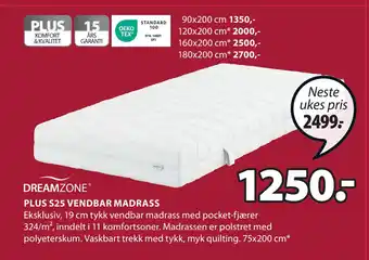 JYSK PLUS S25 VENDBAR MADRASS tilbud