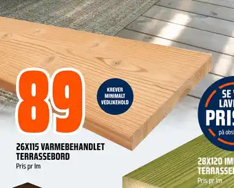 Obs Bygg 26X115 VARMEBEHANDLET TERRASSEBORD tilbud