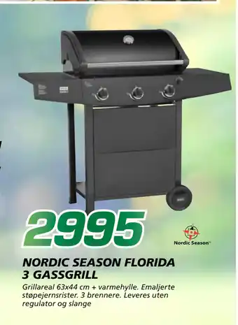 Coop Byggmix NORDIC SEASON FLORIDA 3 GASSGRILL tilbud