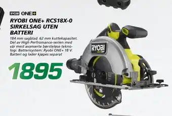 Coop Byggmix RYOBI ONE+ RCS18X-0 SIRKELSAG UTEN BATTERI tilbud
