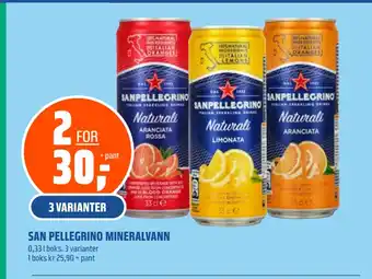 3 VARIANTER SAN PELLEGRINO MINERALVANN