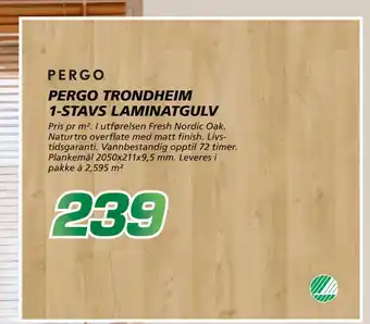 Coop Byggmix PERGO TRONDHEIM 1-STAVS LAMINATGULV tilbud
