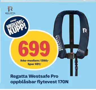 Coop Obs Regatta Westsafe Pro oppblåsbar flytevest 170N tilbud