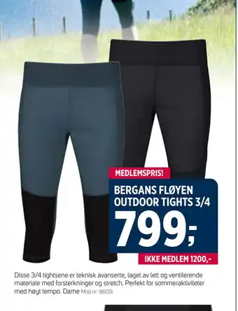 Sport 1 BERGANS FLØYEN OUTDOOR TIGHTS 3/4 tilbud