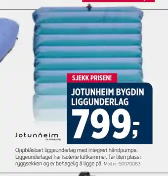 Sport 1 JOTUNHEIM BYGDIN LIGGUNDERLAG tilbud