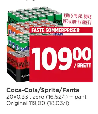 Meny Coca-Cola/Sprite/Fanta tilbud