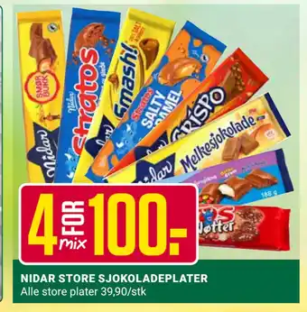 Europris NIDAR STORE SJOKOLADEPLATER tilbud