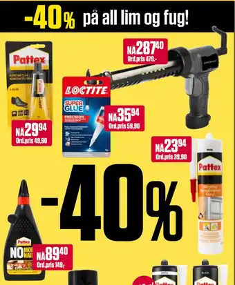 Europris 40% på all lim og fug! tilbud