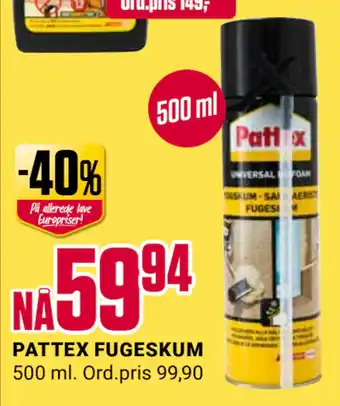 Europris PATTEX FUGESKUM tilbud