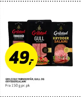 Bunnpris GRILSTAD TRØNDERFÅR, GULL OG KRYDDERSALAMI tilbud