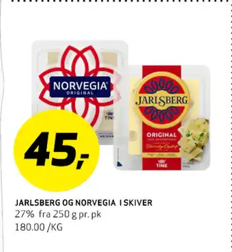Bunnpris JARLSBERG OG NORVEGIA I SKIVER tilbud
